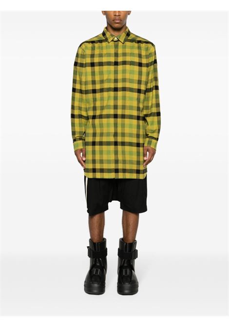 Camicia lunga a quadri in giallo - uomo RICK OWENS | RU02C7240CP32P